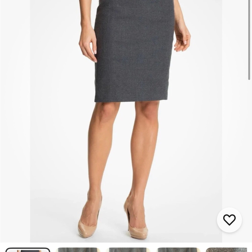 Ted Baker Elegant Gray Pencil Skirt Wool zip closure size 2